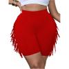 image:imageSOLY HUX Womens Plus Size Fringe Shorts Elastic High Waisted Skinny Shorts Going Out Country Concert OutfitsPlain Red