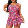 image:imageSOLY HUX Womens Plus Size Tankini Swimsuits Floral Print Swim Dress and Bikini Bottom Two Piece Bathing SuitRed Floral