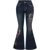 image:imageSOLY HUX Womens Y2k Bell Bottom Jeans Butterfly Embroidery Casual Denim Flare PantsBlue Butterfly