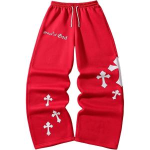 image:imageSOLY HUX Boys Graphic Sweatpants Y2k Gothic Elastic Waist Straight Leg Baggy Pants StreetwearRed Cross