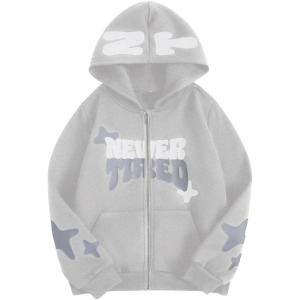 image:imageSOLY HUX Boys Zip Up Hoodies Sweatshirt Y2k Letter Graphic Long Sleeve Streetwear JacketGrey Letter Graphic