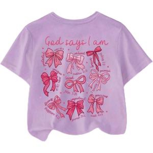 image:imageSOLY HUX Girls Cute Bow Graphic T Shirts Short Sleeve Crew Neck Loose Fit Summer Casual Tee TopsPurple Bow