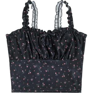 image:imageSOLY HUX Girls Ditsy Floral Print Frill Trim Cami Crop Top Cute Summer Tops Preppy ClothesBlack Floral