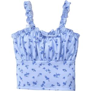 image:imageSOLY HUX Girls Ditsy Floral Print Frill Trim Cami Crop Top Cute Summer Tops Preppy ClothesBlue Floral Print