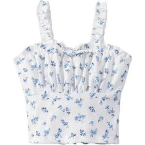 image:imageSOLY HUX Girls Ditsy Floral Print Frill Trim Cami Crop Top Cute Summer Tops Preppy ClothesWhite Ditsy Floral