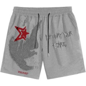 image:imageSOLY HUX Mens Graphic Shorts Casual Summer Drawstring Elastic Waist Shorts with Pockets Y2K StreetwearGrey Graphic