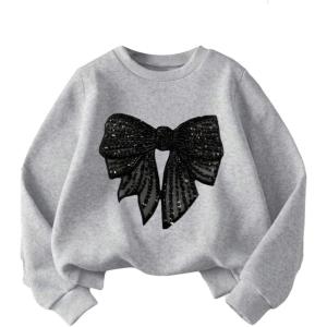 image:imageSOLY HUX Toddler Girls Bow Graphic Sweatshirt Crew Neck Long Sleeve Cute Casual Pullover TopsGrey Bow
