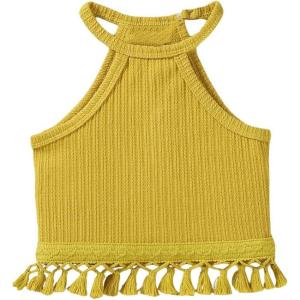 image:imageSOLY HUX Toddler Girls Fringe Trim Halter Top Sleeveless Summer Boho Crop Cami TopsYellow