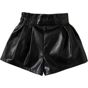 image:imageSOLY HUX Toddler Girls PU Leather Shorts Elastic Waist Straight Leg Loose Casual ShortsPure Black