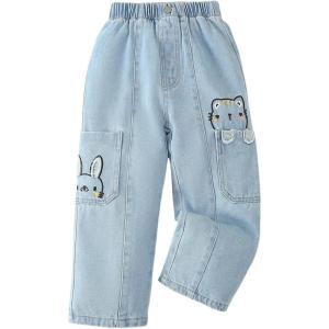 image:imageSOLY HUX Toddler Girls Straight Leg Jeans Elastic Waist Cute Denim Pants Lovely Summer ClothesMedium Wash