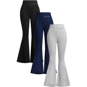image:imageSOLY HUX Womens Flare Leggings 3 Packs Casual Bell Bottom Skinny Pants Going Out Outfit Fall ClothesGrey Dark Blue Black