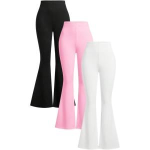 image:imageSOLY HUX Womens Flare Leggings 3 Packs Casual Bell Bottom Skinny Pants Going Out Outfit Fall ClothesWhite Pink Black