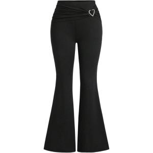 image:imageSOLY HUX Womens Flare Leggings Y2k Glitter Bell Bottoms High Waisted Yoga Pants StreetwearPure Black