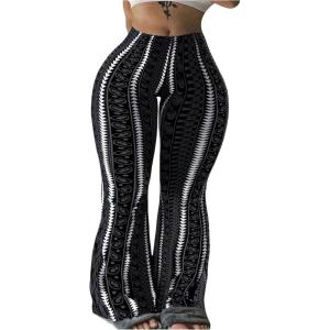 image:imageSOLY HUX Womens Plus Size Y2k Legging Printed Elastic Waist Bell Bottom Flare Leg Street PantsBlack Printed