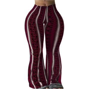 image:imageSOLY HUX Womens Plus Size Y2k Legging Printed Elastic Waist Bell Bottom Flare Leg Street PantsBurgundy Print