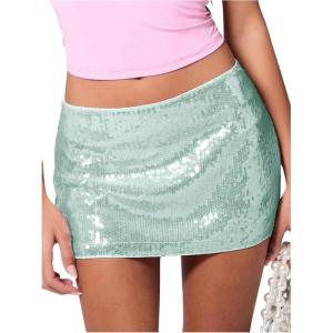 image:imageSOLY HUX Womens Sequin Mini Skirt Sparkly Low Rise Bodycon Skirts Going Out Party ClubwearPlain Blue