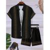 image:imageSOLY HUX Mens 2 Piece Summer Vacation Outfits Geometric Print Button Down Short Sleeve Shirt and Shorts SetMulticolor Printed