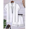image:imageSOLY HUX Mens 2 Piece Summer Vacation Outfits Geometric Print Button Down Short Sleeve Shirt and Shorts SetWhite Geometric