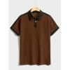 image:imageSOLY HUX Mens Button Front Golf Shirt Top Short Sleeve Collared Neck TShirtsPlain Brown