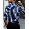 image:imageSOLY HUX Mens Dress Shirts Long Sleeve Button Down Shirt Striped Business Casual Formal Shirt Mens ClothesDark Blue Striped