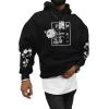 image:imageSOLY HUX Mens Floral Print Casual Graphic Hoodies Drawstring Long Sleeve Pullover SweatshirtBlack Floral