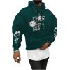 image:imageSOLY HUX Mens Floral Print Casual Graphic Hoodies Drawstring Long Sleeve Pullover SweatshirtDark Green Floral Print
