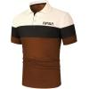 image:imageSOLY HUX Mens Golf Shirt Color Block Letter Print Short Sleeve Collared Shirts Work Casual ShirtsCoffee Brown Letter
