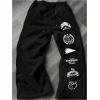 image:imageSOLY HUX Mens Graphic Sweatpants Drawstring Elastic Waist Baggy Straight Leg Pants StreetwearBlack Letter