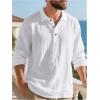 image:imageSOLY HUX Mens Long Sleeve TShirts Collared Button Up Henley Shirt Casual Beach TopsPure White