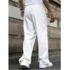 image:imageSOLY HUX Mens Striped Baggy Pants Wide Leg Side Button Tear Away Sweatpants with PocketsWhite Striped