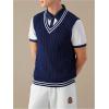 image:imageSOLY HUX Mens Striped Cable Knit Sweater Vest V Neck Sleeveless Casual School Sweater TopsDark Blue Striped