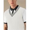 image:imageSOLY HUX Mens Striped Cable Knit Sweater Vest V Neck Sleeveless Casual School Sweater TopsWhite Striped