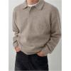image:imageSOLY HUX Mens Sweaters Long Sleeve Collared Neck Knit Pullover Tops Work Shirts Fall ClothesPure Khaki