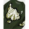image:imageSOLY HUX Mens Y2K Skeleton Sweater Goth Grunge Skull Long Sleeve Pullover Jumper Graphic Alternative SweatersArmy Green Graphic