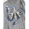 image:imageSOLY HUX Mens Y2K Skeleton Sweater Goth Grunge Skull Long Sleeve Pullover Jumper Graphic Alternative SweatersLight Grey Graphic