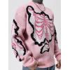 image:imageSOLY HUX Mens Y2K Skeleton Sweater Goth Grunge Skull Long Sleeve Pullover Jumper Graphic Alternative SweatersPink Graphic