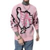 image:imageSOLY HUX Mens Y2K Skeleton Sweater Goth Grunge Skull Long Sleeve Pullover Jumper Graphic Alternative SweatersPink Graphic