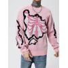 image:imageSOLY HUX Mens Y2K Skeleton Sweater Goth Grunge Skull Long Sleeve Pullover Jumper Graphic Alternative SweatersPink Graphic