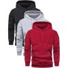 image:imageSOLY HUX Mens Athletic Hoodies Pullover 3 Packs Long Sleeve Hooded Basic Sweatshirt with PocketRed Grey Black