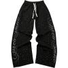 image:imageSOLY HUX Mens Baggy Sweatpants Y2k Sparkly Rhinestone Drawstring Elastic Waist Wide Leg Loose Pants StreetwearBlack Letter