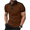 image:imageSOLY HUX Mens Button Front Golf Shirt Top Short Sleeve Collared Neck TShirtsPlain Brown