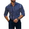 image:imageSOLY HUX Mens Dress Shirts Long Sleeve Button Down Shirt Striped Business Casual Formal Shirt Mens ClothesDark Blue Striped