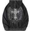 image:imageSOLY HUX Mens Gothic Zip Up Hoodies Grunge Drop Shoulder Hooded Sweatshirts OuterwearBlack Graphic