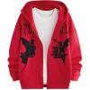 image:imageSOLY HUX Mens Graphic Zip Up Hoodies Streetwear Jacket Letter Print Long Sleeve Sweatshirt with PocketRed Figure