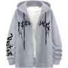 image:imageSOLY HUX Mens Graphic Zip Up Hoodies Sweatshirt Drawstring Long Sleeve Casual Streetwear JacketLight Grey Graphic