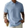 image:imageSOLY HUX Mens Knit Golf Shirts Summer Short Sleeve Textured Classic Pullover Business TShirts TopsPlain Blue