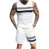 image:imageSOLY HUX Mens Summer Short Sets Sleeveless Tank Top Elastic Shorts 2 Piece Outfits TracksuitWhite Striped