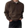 image:imageSOLY HUX Mens Sweaters Long Sleeve Collared Neck Knit Pullover Tops Work Shirts Fall ClothesCoffee Brown