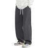 image:imageSOLY HUX Mens Wide Leg Baggy Sweatpants Drawstring Elastic Waist Athletic Trousers with Pockets StreetwearPure Dark Grey