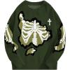 image:imageSOLY HUX Mens Y2K Skeleton Sweater Goth Grunge Skull Long Sleeve Pullover Jumper Graphic Alternative SweatersArmy Green Graphic
